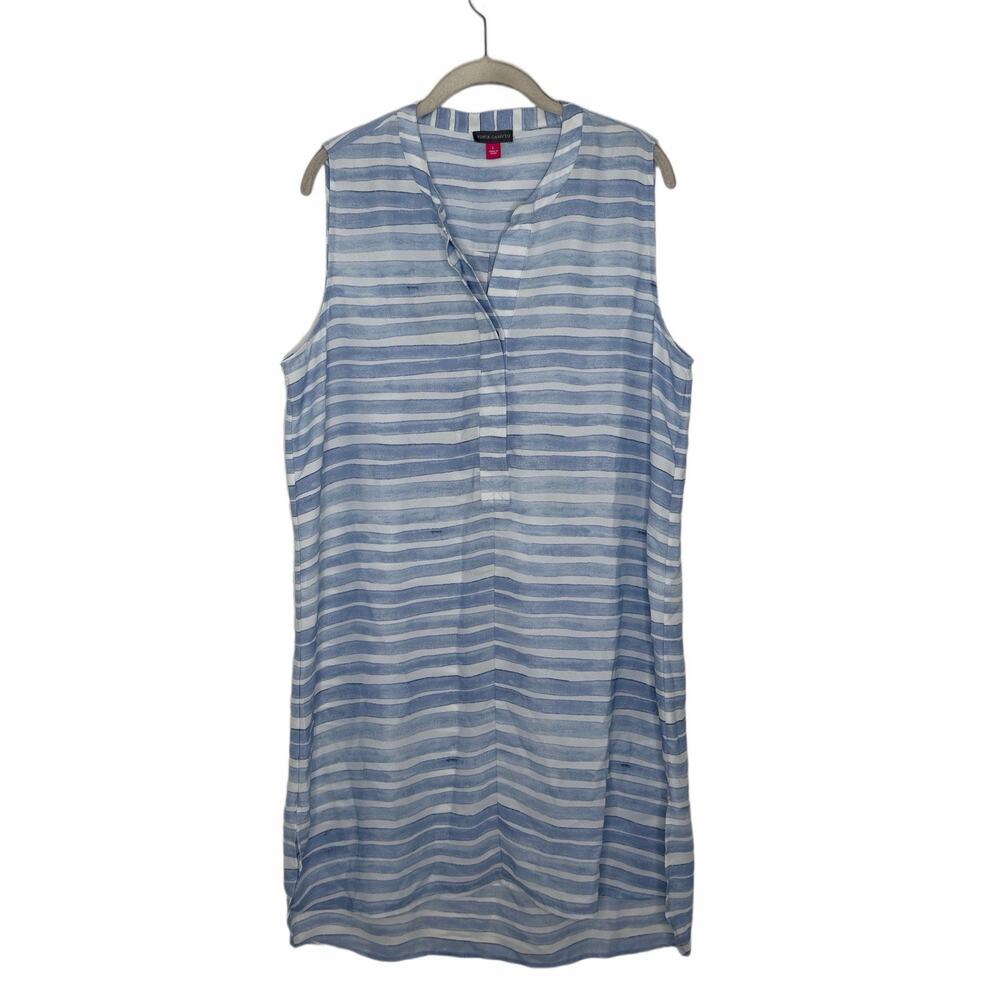 Vince Camino Women’s Blue and White Stripe V Neck Lightweight Dress Size L